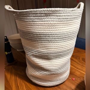 Pillowfort Gray and Cream Woven Basket Hamper